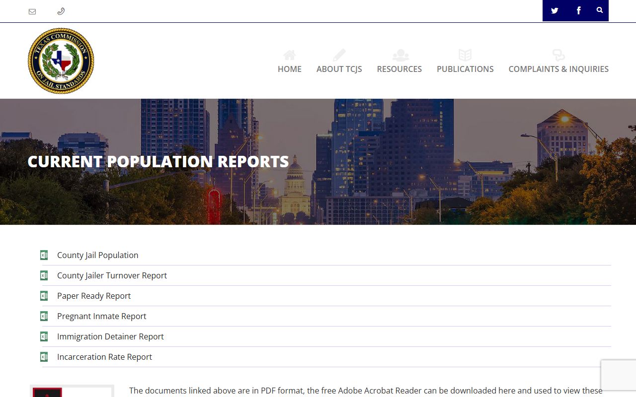 Limestone County inmate population TCJS population reports page